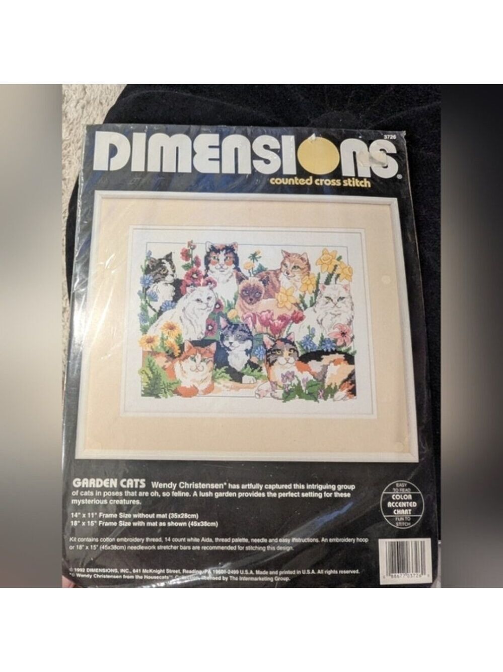 Dimensions: Garden Cats Counted Cross Stich Kit - 14x11 Inches , #3726
